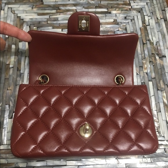 CHANEL Rectangular Lambskin Mini Red Burgundy 17B - Picture 5 of 8